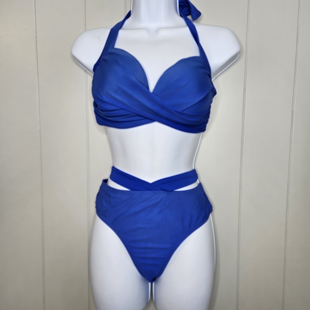 Unbranded 2 Piece‎ Bathing Suit Tie String Size Medium Blue